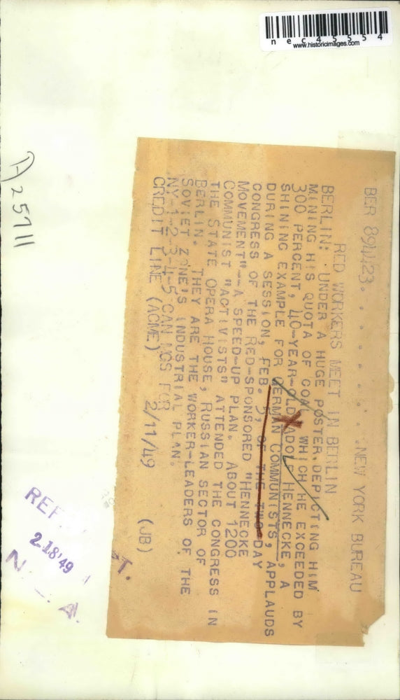 1949 Press Photo Berlin, Germany Adolph Hennecke, Communist at Congress