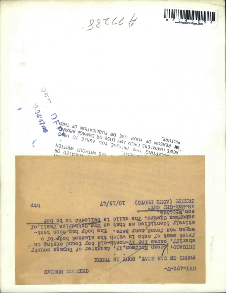 1947 Press Photo Joan Hoffman With Son Of Murdered Woman Catherin Wasil