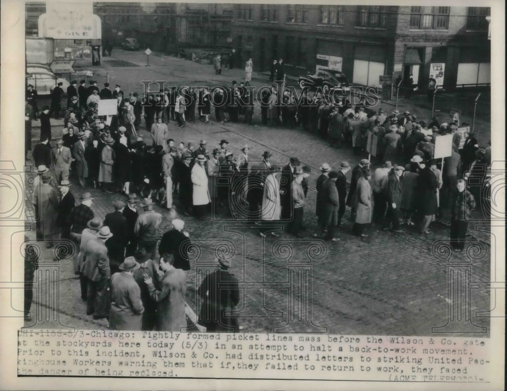 1948 Press Photo The Wilson and company Strike