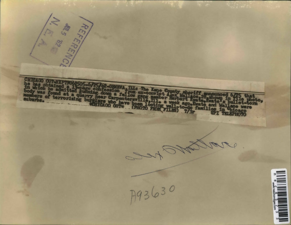 1952 Press Photo Alex Wallace killed Herbert Kwate