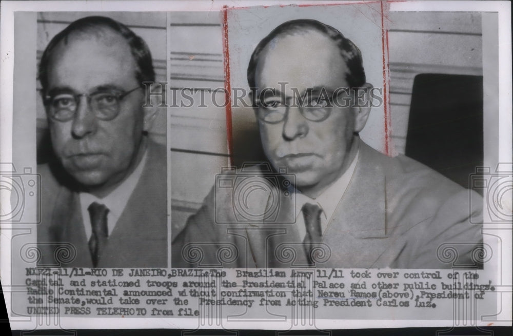 1955 Press Photo New President of Brazil Neveu Ramos After Takeover