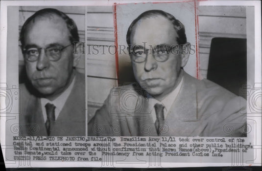1955 Press Photo New President of Brazil Neveu Ramos After Takeover