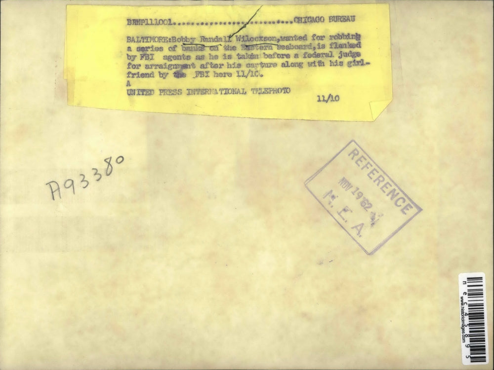 1962 Press Photo Buffalo N.Y. Randall Wilcoxson & girlfriend in custody bank