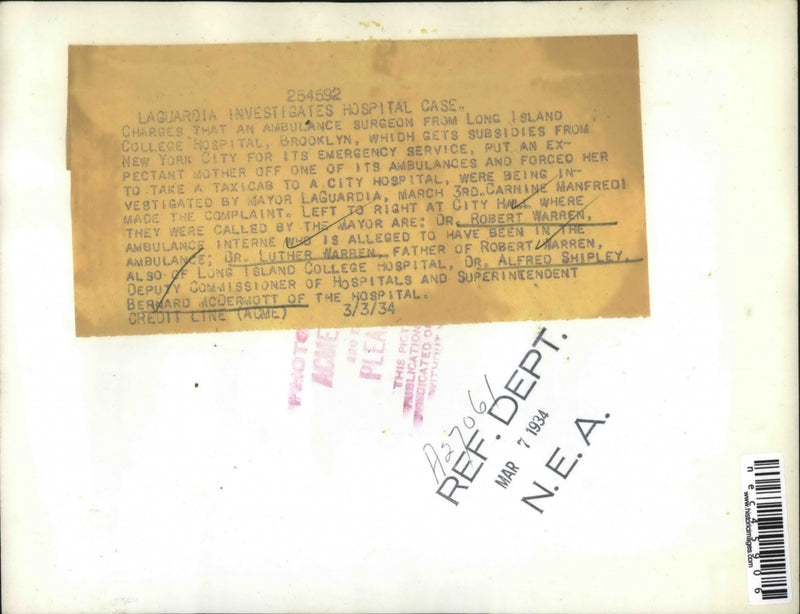 Load image into Gallery viewer, 1934 Press Photo Long Island College Hosp. Staff investigated for its service.
