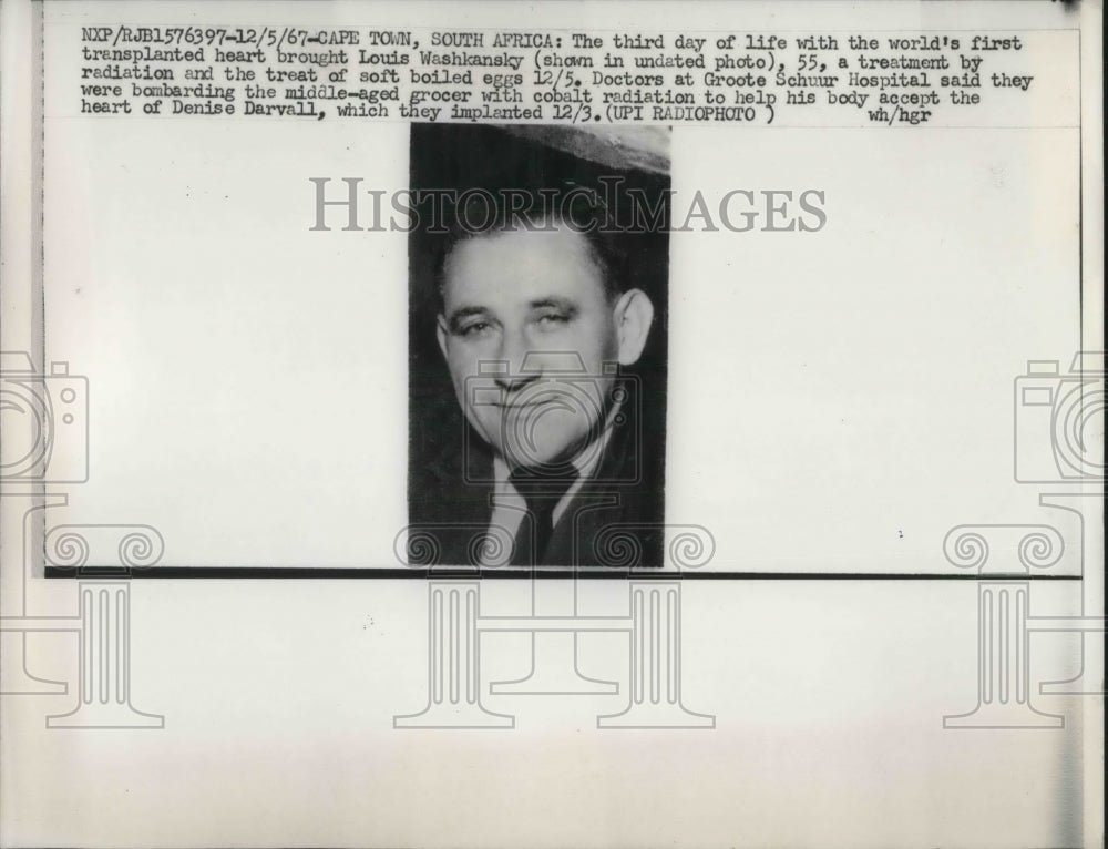1967 Press Photo Louis Washkansky undergo world's first transplanted Heart.