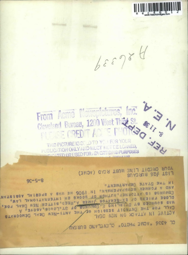 1936 Press Photo Stirling E. Edmunds, proponent against the New Deal.