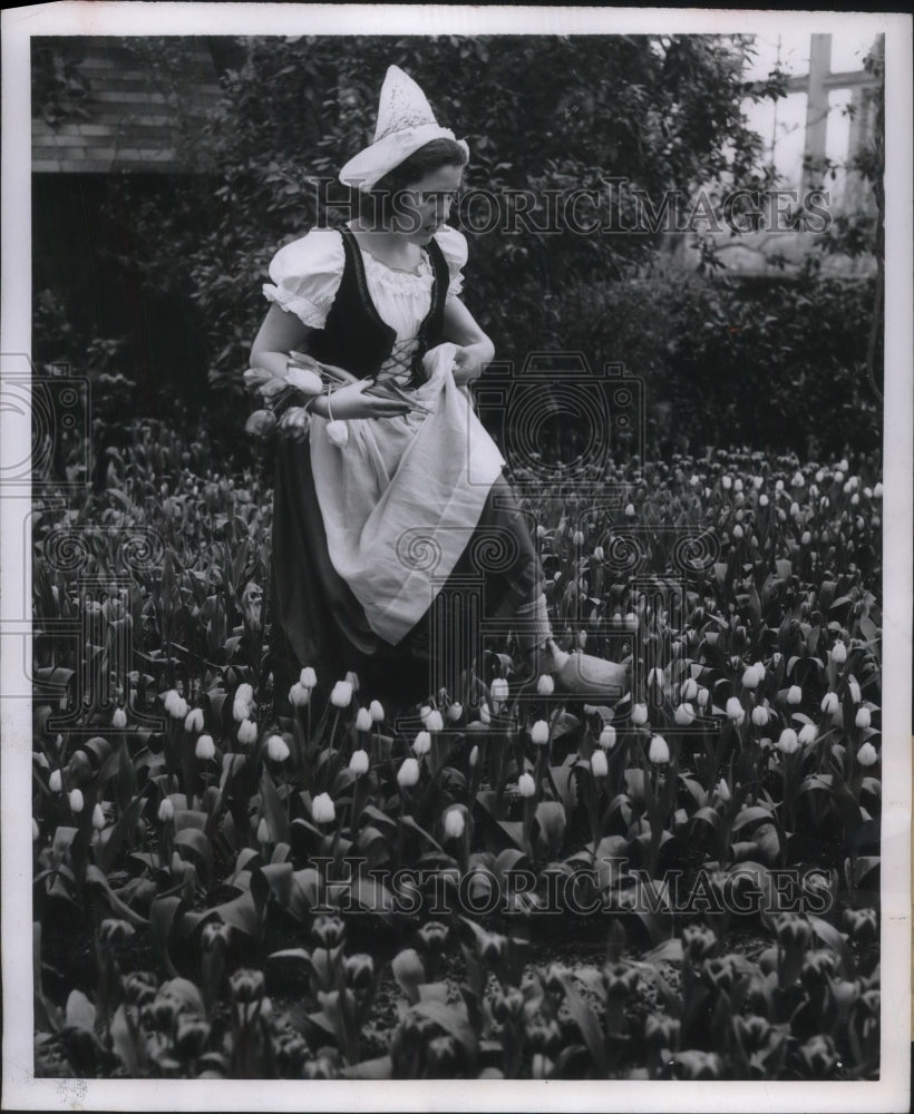 1962 Press Photo Tip toeing through the tulips