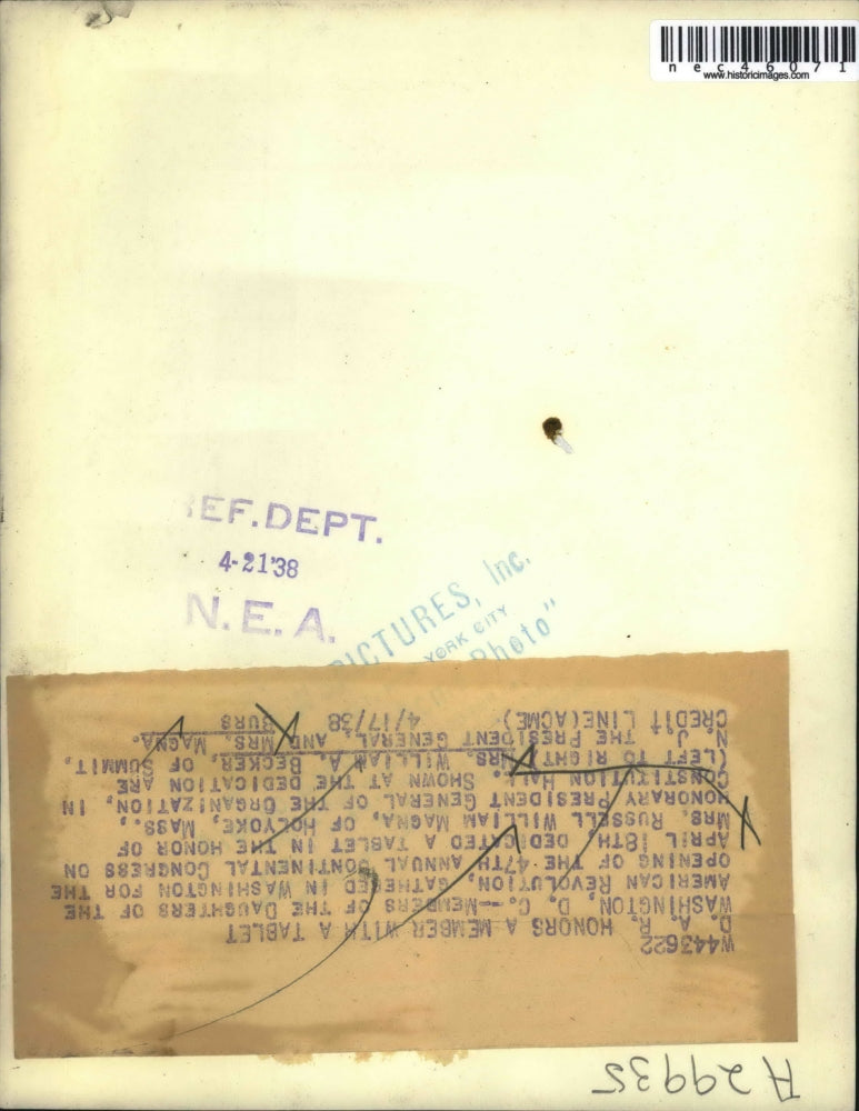 1938 Press Photo Daughters of American Revolution, Mrs. W. Becker, Mrs. Magna