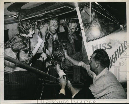 1939 Press Photo Springfield, Ill pilots Hunter & Humphrey Moody,Mrs Moody- Historic Images