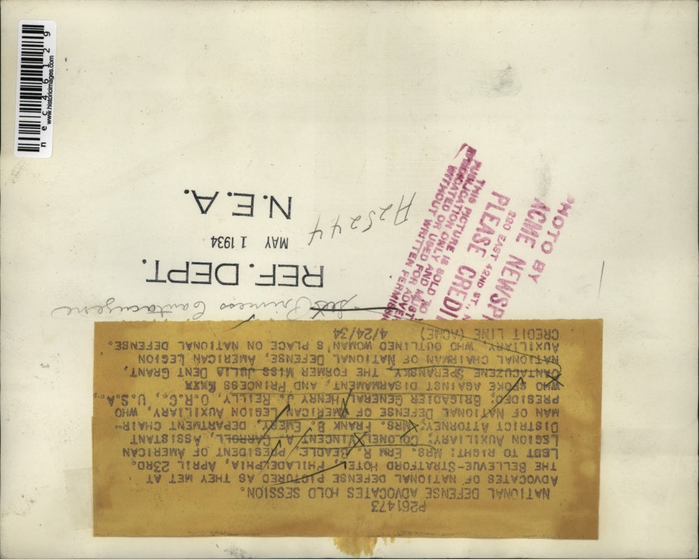 1934 Press Photo National defense advocates hold session.