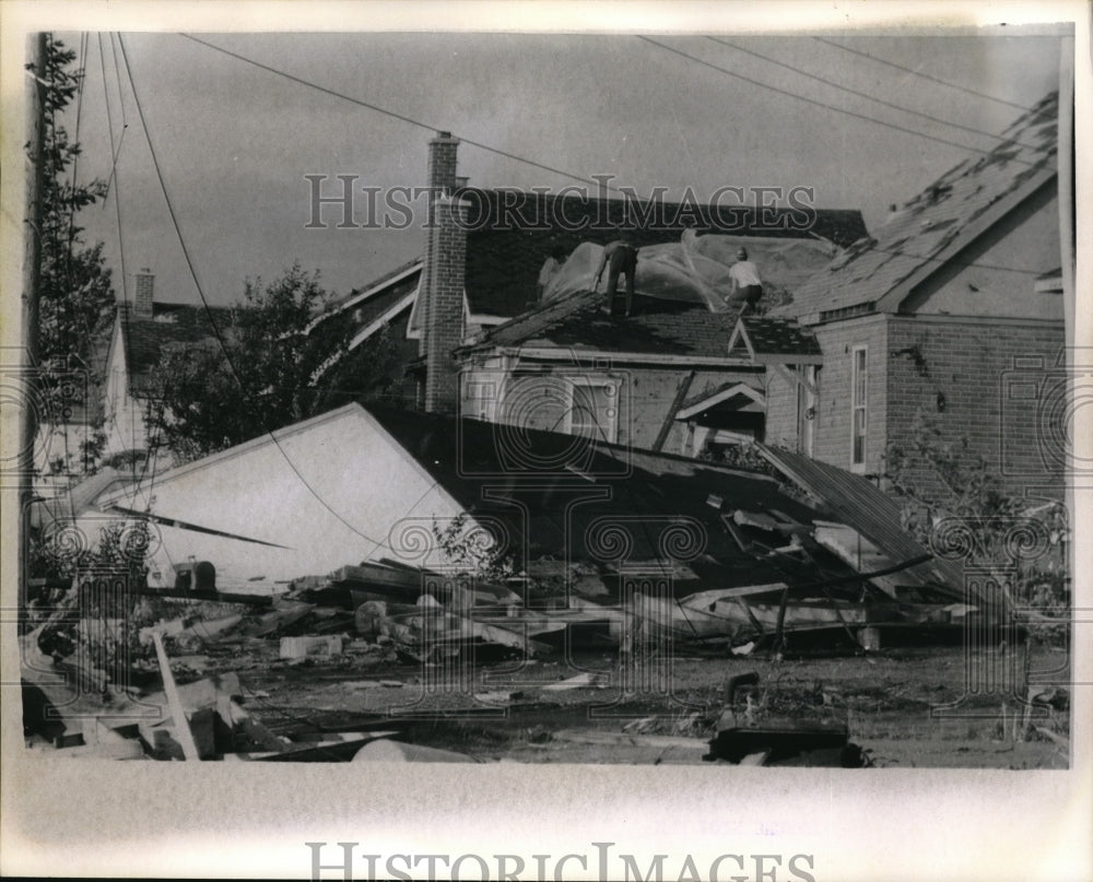 1970 Press Photo Debris scattered on the grounds after the Storm in Ontario.