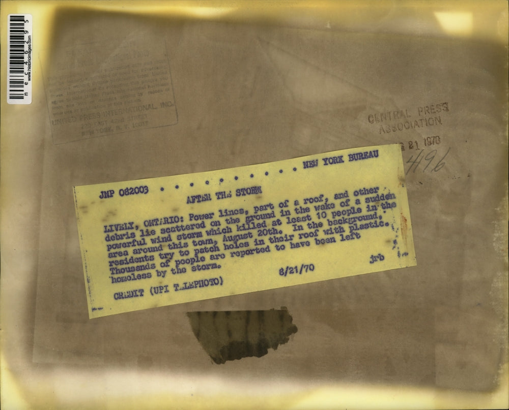 1970 Press Photo Debris scattered on the grounds after the Storm in Ontario.