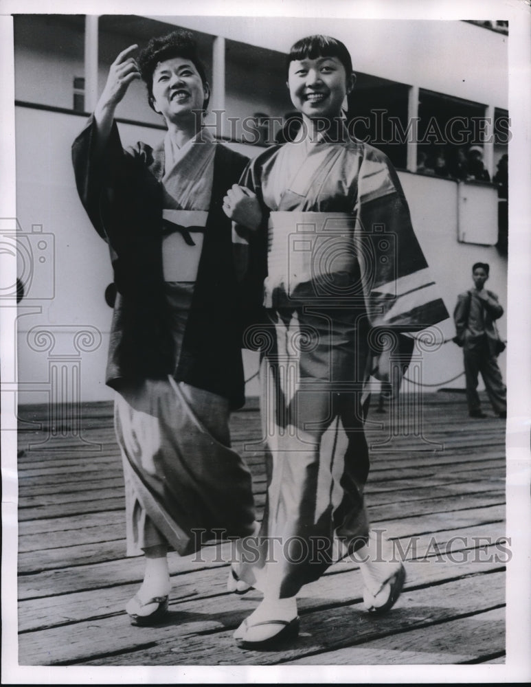 1955 Press Photo London, Yukiko Azuma &amp; Tomiko Terado, Japanese dancers- Historic Images