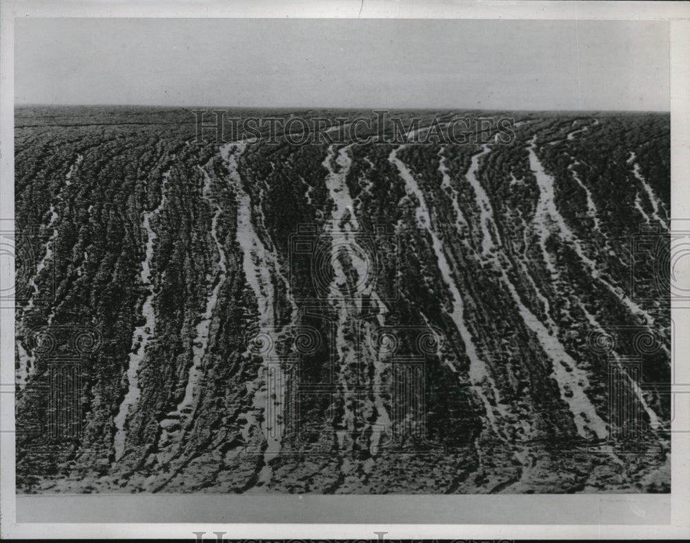 1935 Press Photo Erosion On Side Of Mountain From Torrential Rains