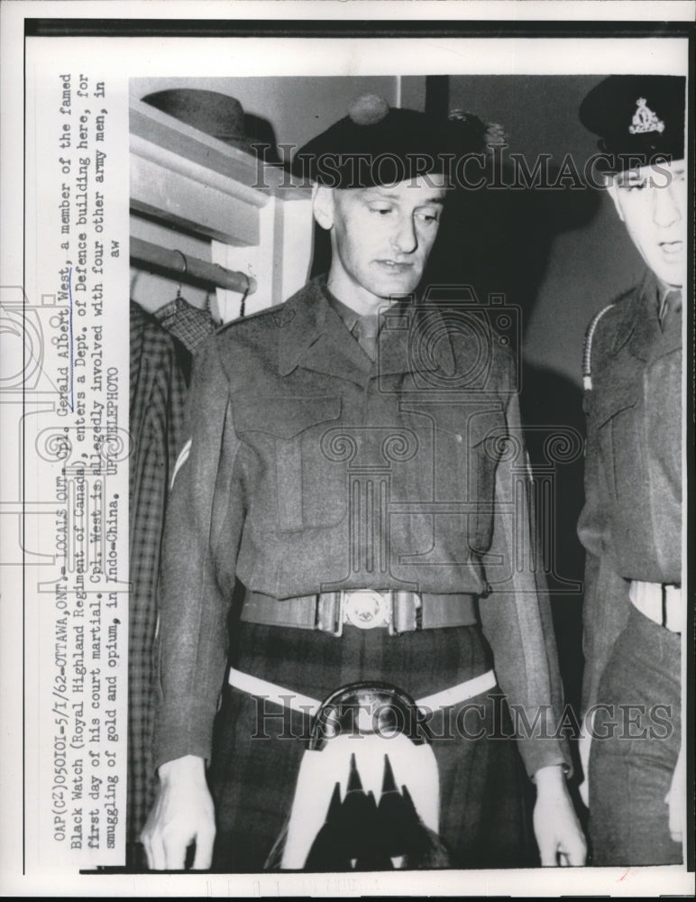 1962 Press Photo Gerald West BLack Watch Canadian Member Gold Opium Smuggler