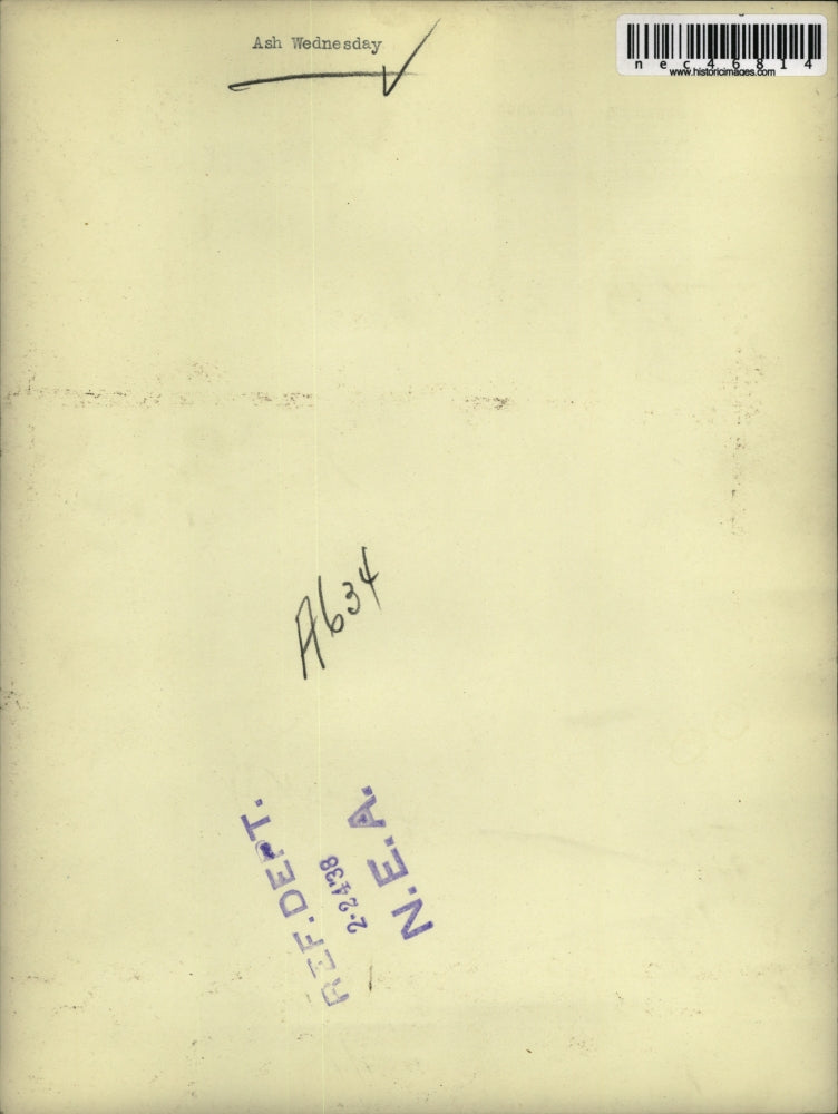 1938 Press Photo Ash Wednesday