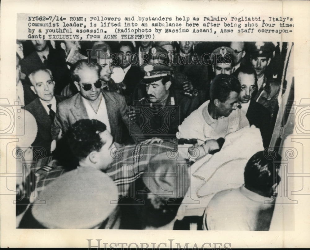1948 Press Photo Italy's Communist Leader Palmiro Togliatti is Shot - nec46882