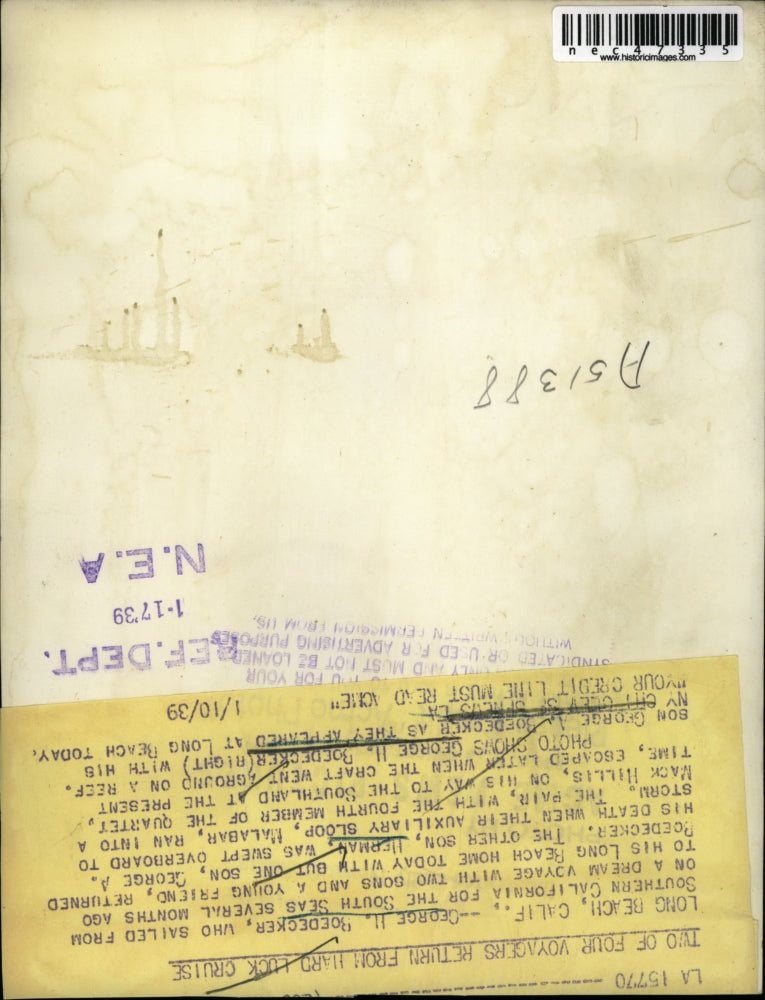 1939 Press Photo George Boedecker with son George at Long Beach from long cruise