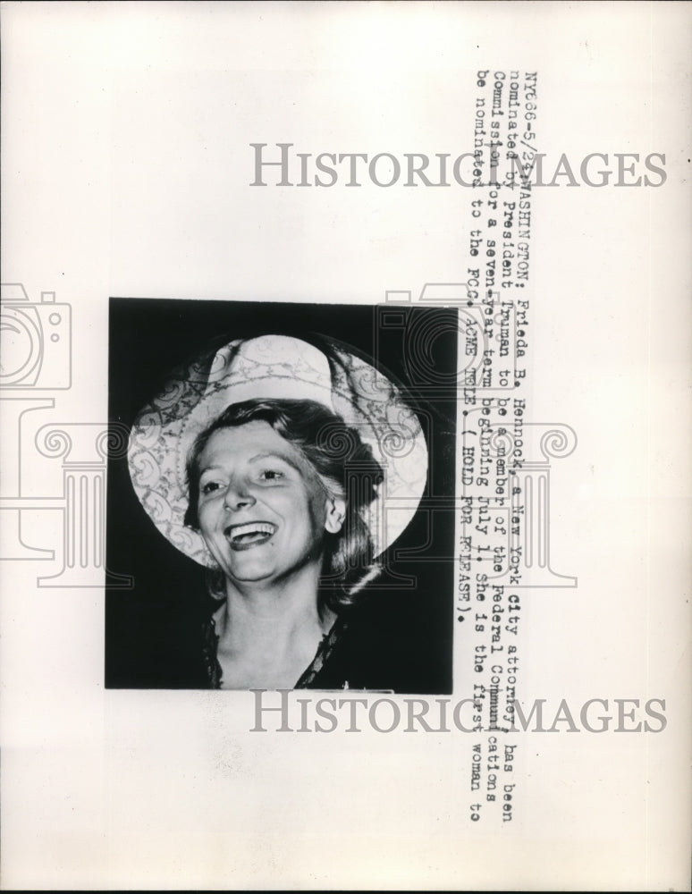 1948 Press Photo Frieda B.Hennock member of the Federal Communication Commission