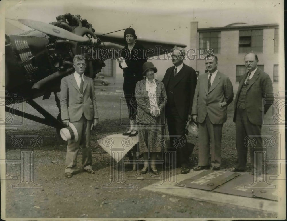 1930 Press Photo NY Univ plane & teachers, Prof W Barnes,Mrs J Withers- Historic Images