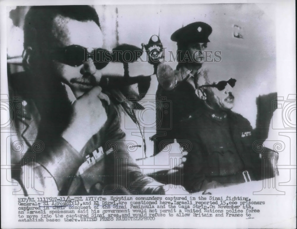 1956 Press Photo Tel Aviv, Egyptian Commanders captured in Sinai battle,- Historic Images