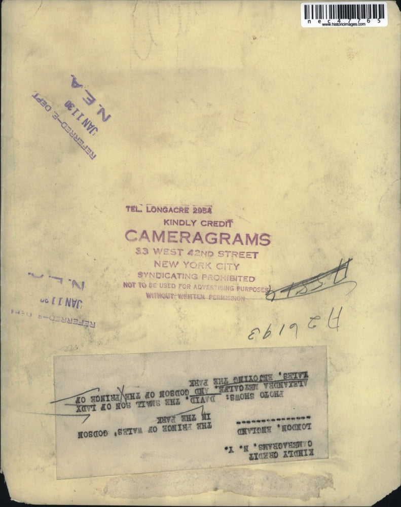 1938 Press Photo The prince of wales' godson in the park.