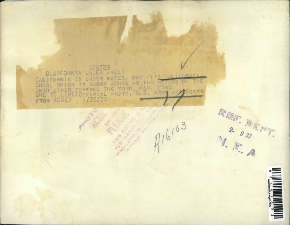 1937 Press Photo California Ohio flood Ohio River