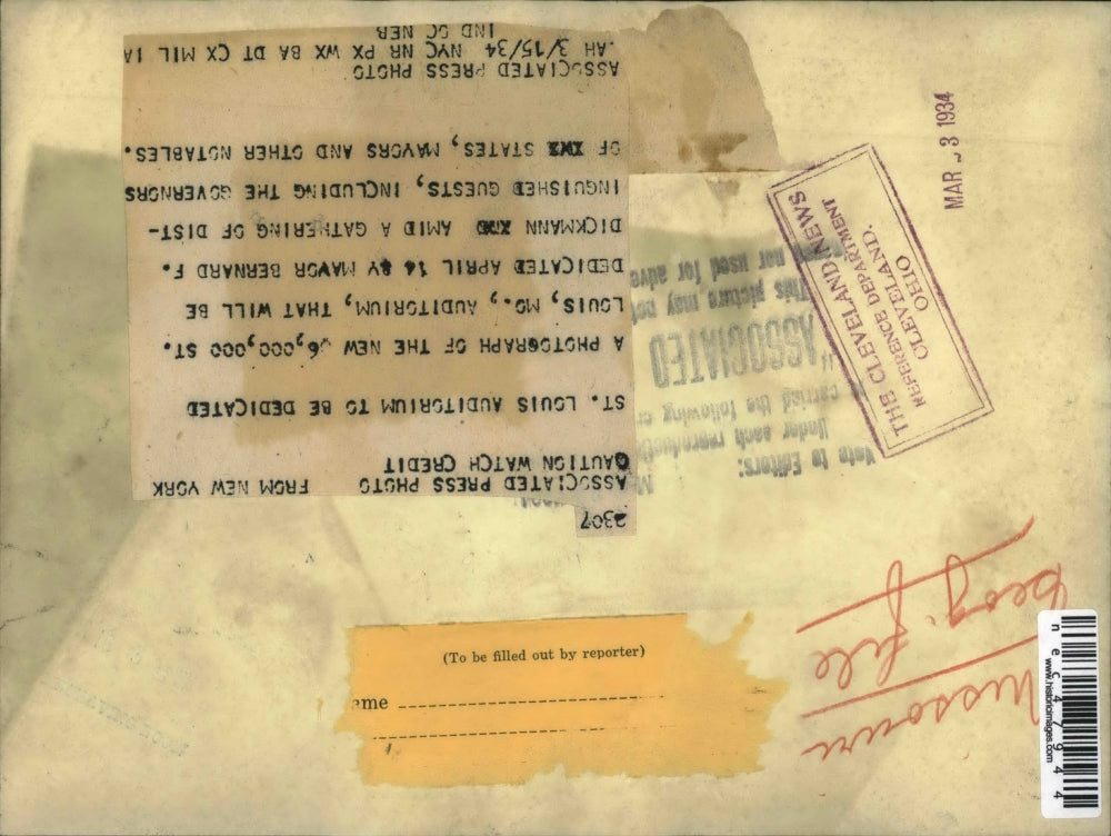 1934 Press Photo New 6,000,000 Auditorium.