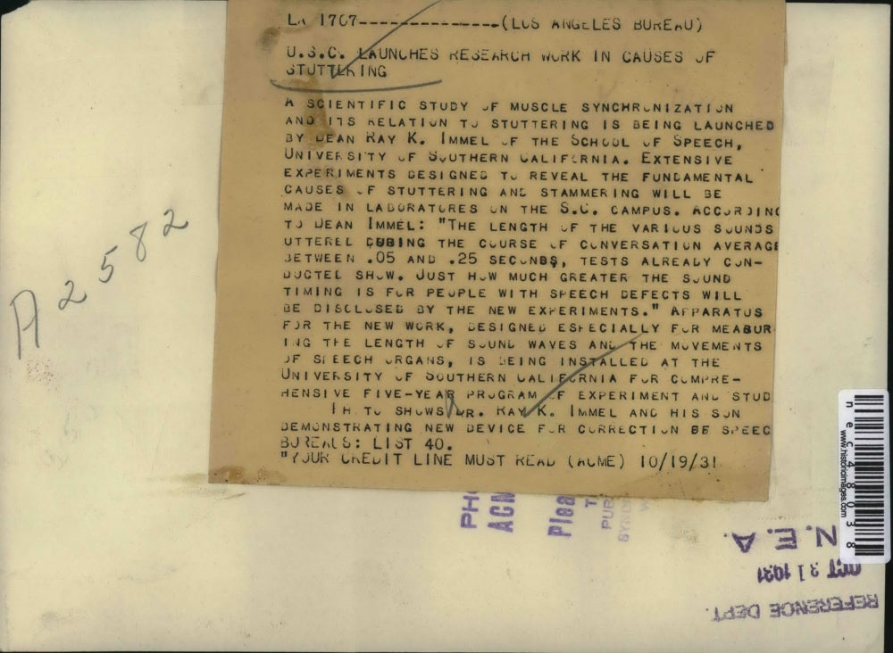 1931 Press Photo Muscle Synchronization Study University Southern California