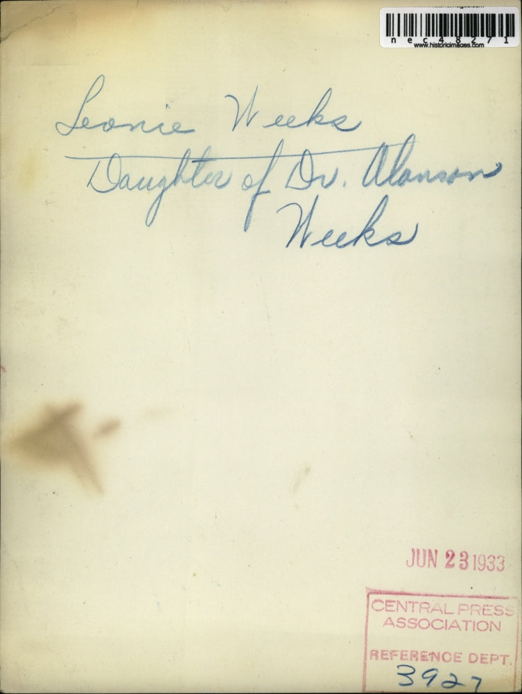 1933 Press Photo Leona Weeks daughter of Dr Alanson Weeks