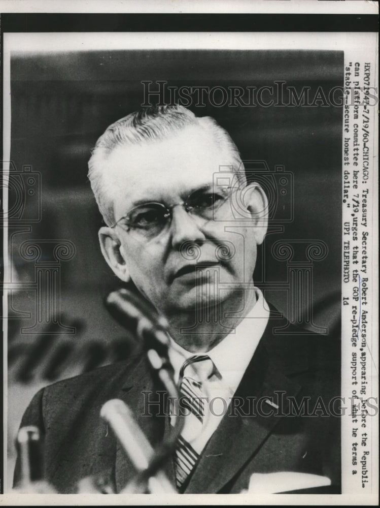 1960 Press Photo Treasury Secretary Robert Anderson Before Republican Platform- Historic Images