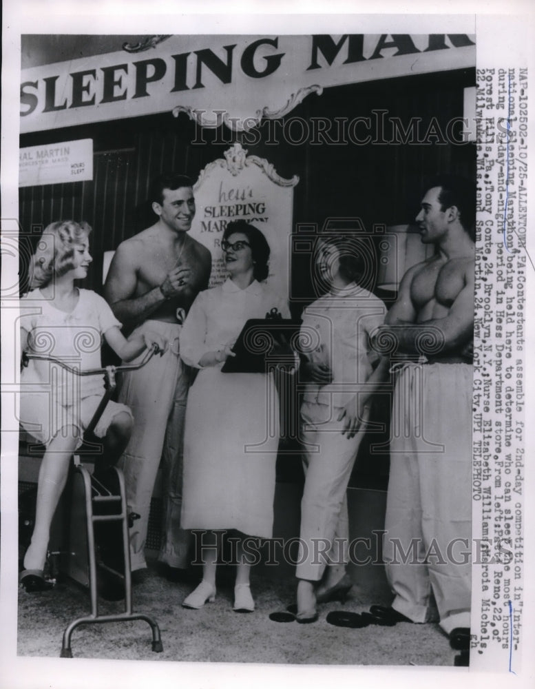 1959 Press Photo Contestants in Interstate Sleeping Contest in Pennsylvania