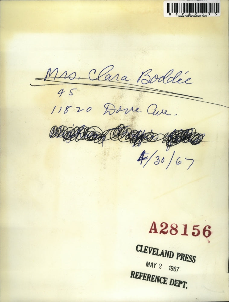 1967 Press Photo Mrs Clara Boddies of Dove Avenue