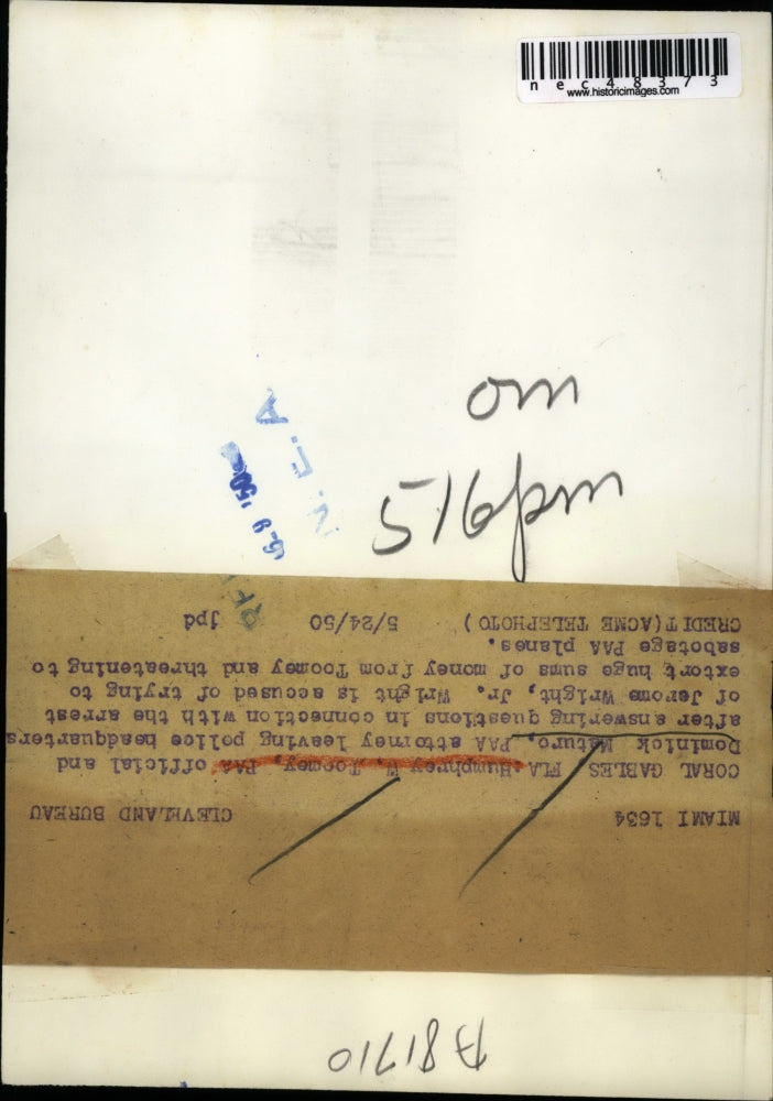 1950 Press Photo Humphrey W Toomay PAA Official & Dominick Maturo Attorney PAA