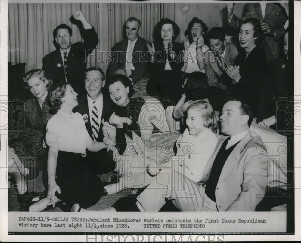 1952 Press Photo IKE workers are jubilant over Texas Primary