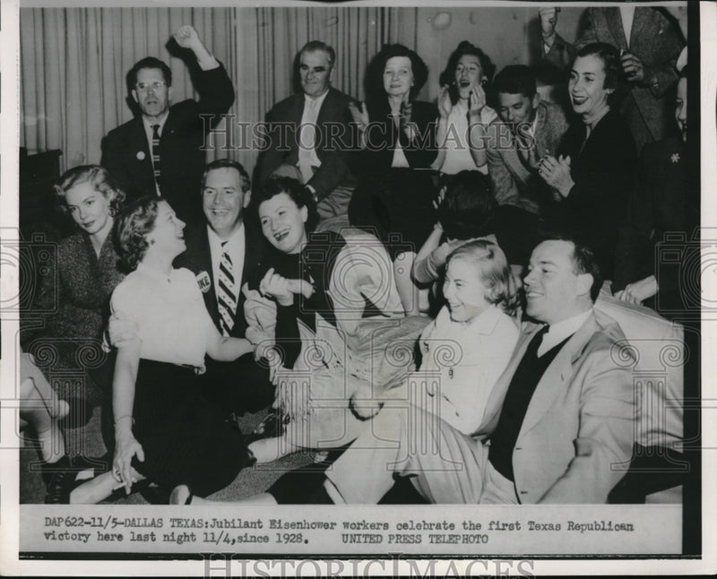 Load image into Gallery viewer, 1952 Press Photo IKE workers are jubilant over Texas Primary
