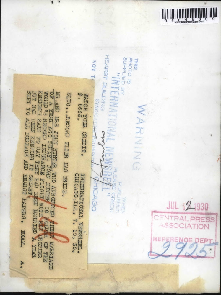 1925 Press Photo Mr and Mrs John Hunter