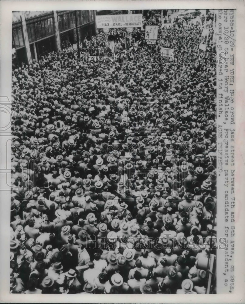1948 Press Photo NYC huge crowds to hear Henry Wallace, presidential candidate