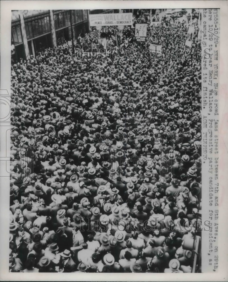 Load image into Gallery viewer, 1948 Press Photo NYC huge crowds to hear Henry Wallace, presidential candidate
