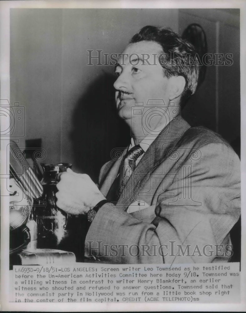 1951 Press Photo Leo Townsend testified before the Un-American Activities Comm