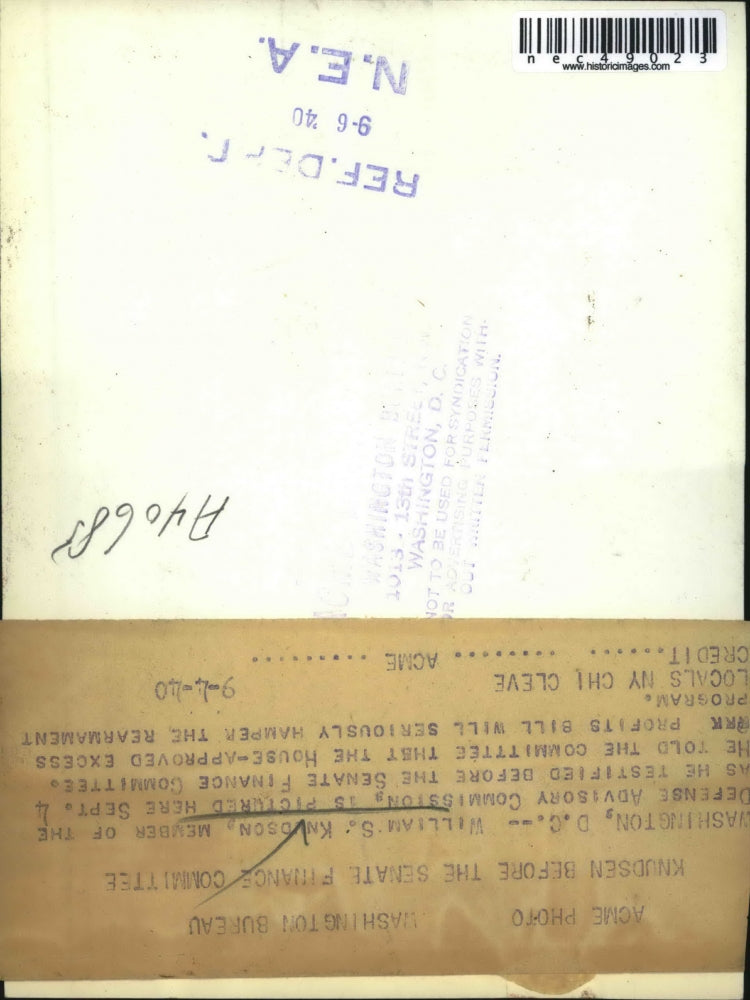 1940 Press Photo William Knudson Member Of Defense Advisory Commission