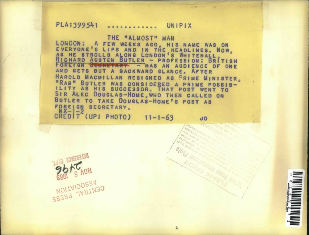 1963 Press Photo Richard Austen Butler Britain's Foreign Secretary in London