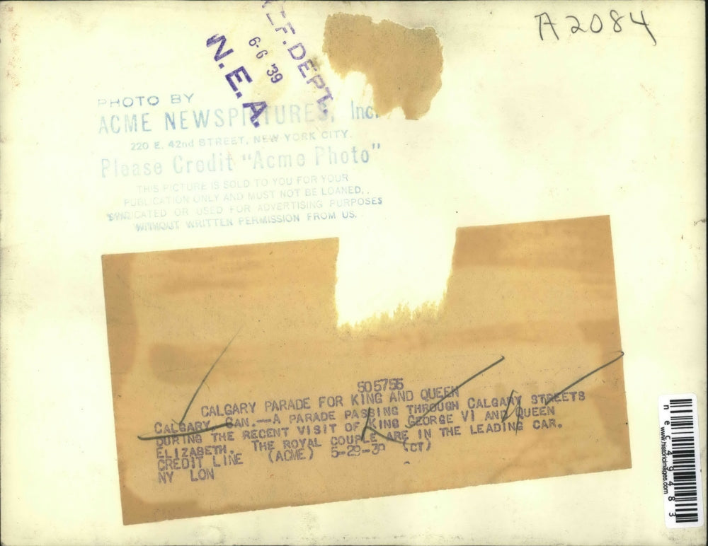 1939 Press Photo Calgary parade for King George VI and Queen Elizabeth