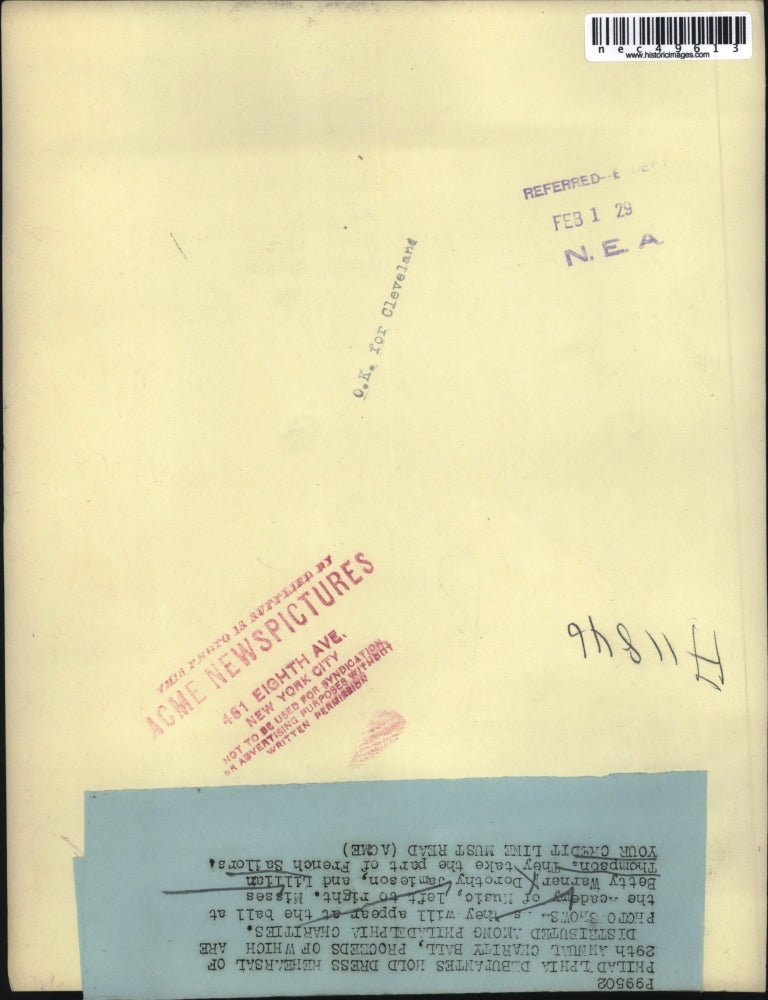 1929 Press Photo 29th Charity Ball, Betty Warner, Dorothy Jamieson, L. Thompson