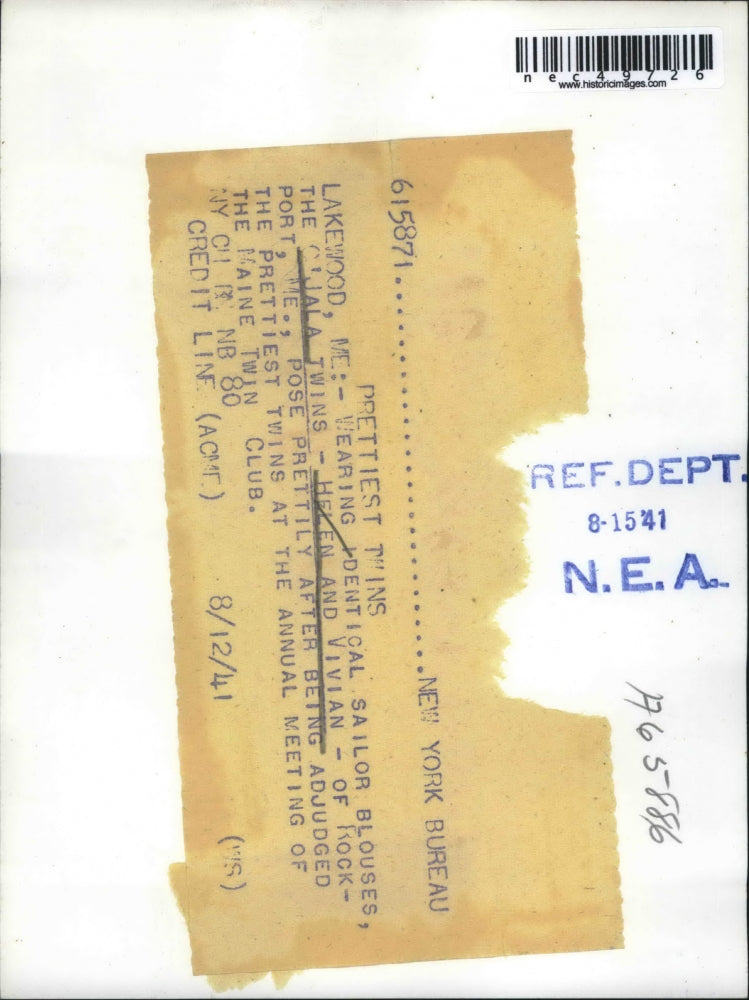 1941 Press Photo Helen & Vivian O'Jaja, prettiest twins at Annual Meeting of the