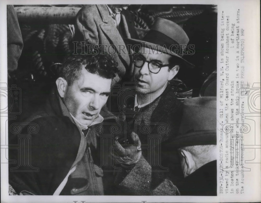 1952 Press Photo Thomas J. Gill being interviewed by a radio announcer