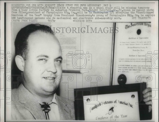 1960 Press Photo Dwight Guilfoil, President of Paraplegics Mfg. Co.- Historic Images