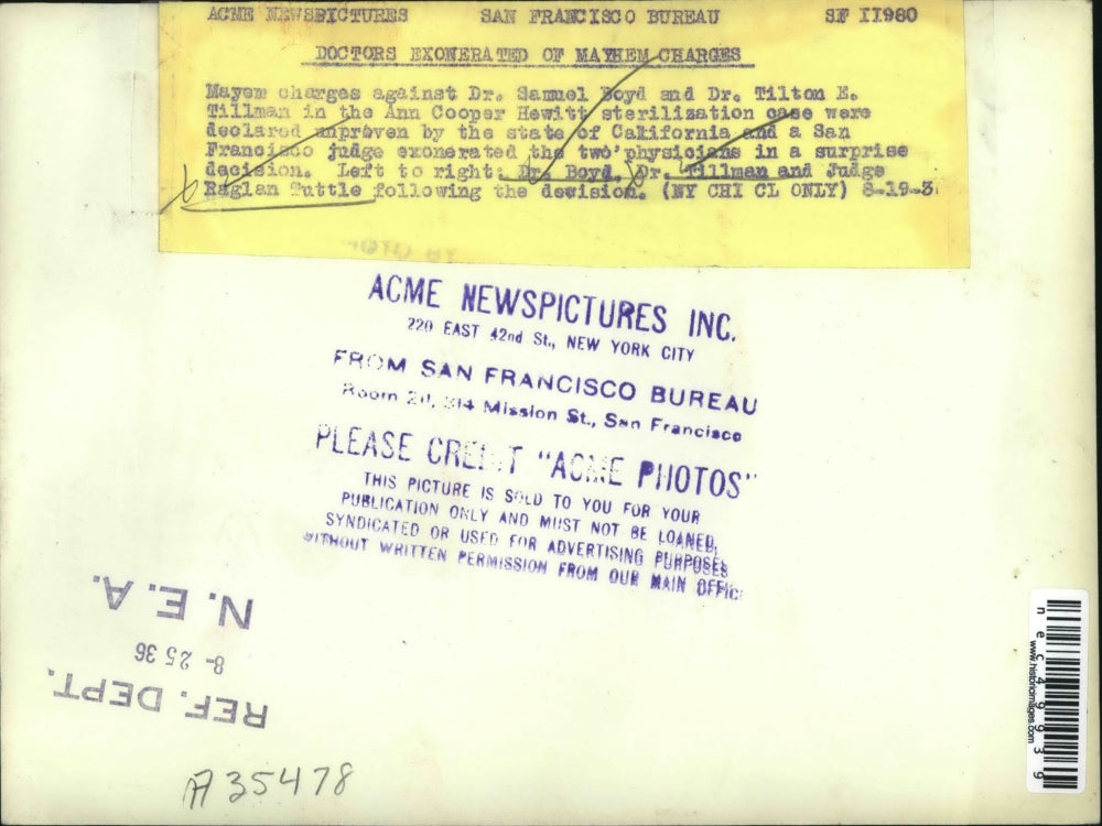 1936 Press Photo Judge Raglan Tuttle Dr Boyd Dr tillman