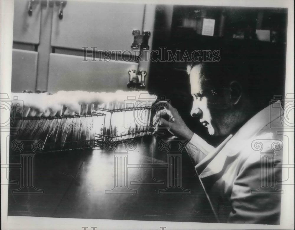 1939 Press Photo Scientist At Georgetown School Of Medicine Examines Tube Germs
