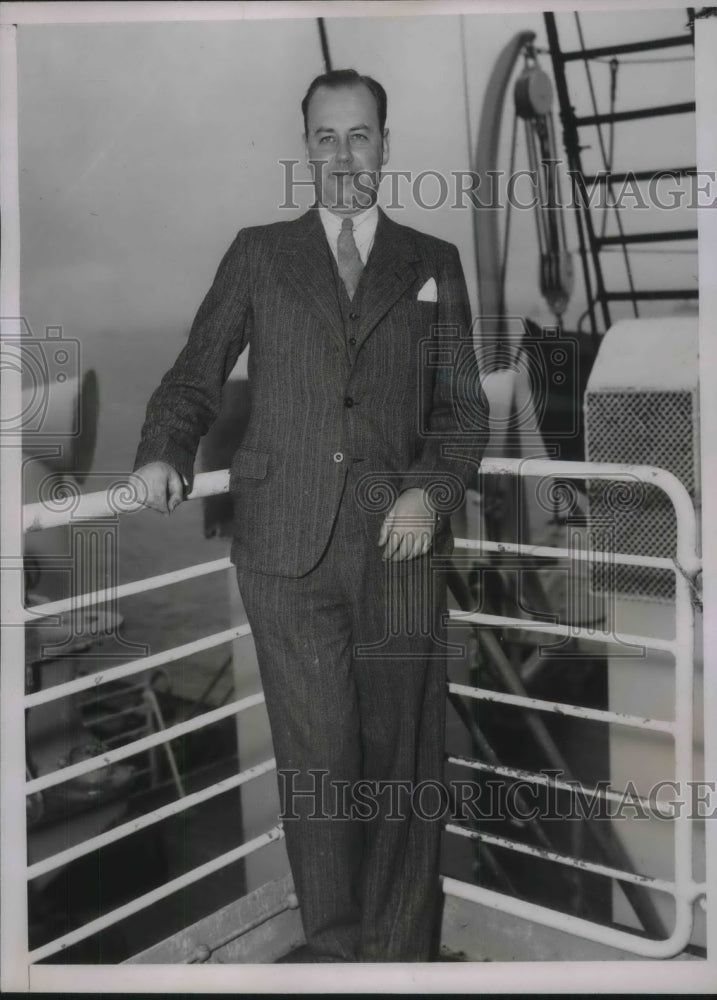 1936 Press Photo Albert Ewald German Exporter And Importer On SS Deutschland